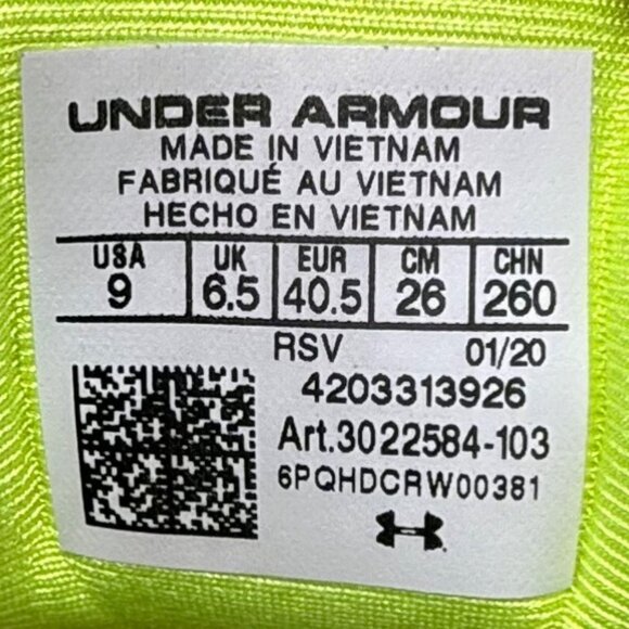 Under Armour White and Neon Yellow Sneakers - Picture 7 of 10